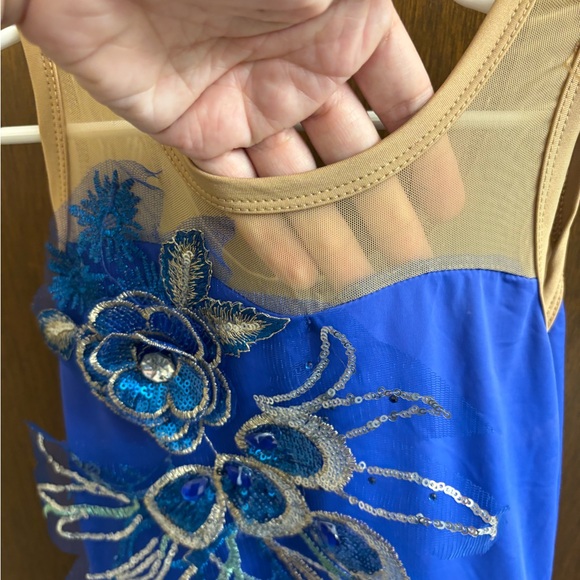 IBTOM CASTLE Elegant Blue Chiffon Ballet Dance Dress for Kids - Picture 4 of 10